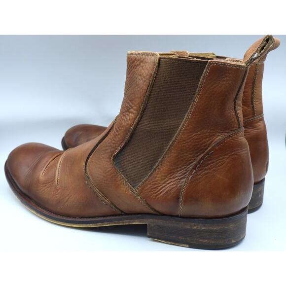 Johnston & Murphy Ankle Boots Chukka 9.5 M Chelsea Brown Leather Ruched Mens - Picture 3 of 8